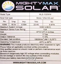Mighty Max 100 Watt Monocrystalline Solar Panel 2 Pack