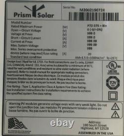 New Grade B Prism Solar 375W Mono 72 Cell Solar Panel 375 Watts UL Certified