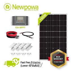 Newpowa 160W Solar Panel Monocrystalline MPPT 12V Battery Off Grid Complete kit