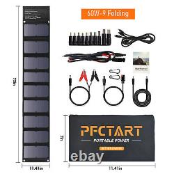 PFCTART 60W 18V Real Watt Portable Travel Solar Panel Kit Foldable For RVCamping