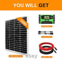 PFCTART Mono Solar Panel Full Kit 200 Watt 12V For Homes Boat Camper RV PV Power