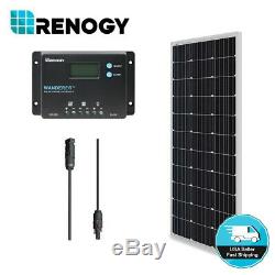 Renogy 100W Watt Mono Solar Panel Bundle Kit with 10A PWM LCD Charge Controller