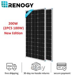 Renogy 2PCS 100W 12V Mono Solar Panel 200 Watts Compact Design Solar Panel Rigid