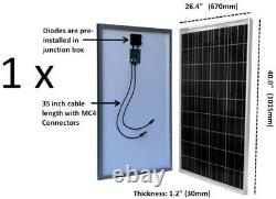 Solar Panel Off-Grid Polycrystalline 100-Watt for 24/48-Volt Battery Charging