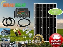 Sonali Solar 200 Watts 12 Volts Monocrystalline Kit with 30A PWM LCD Charge Contro