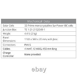 SunPower Flexible 100 Watt Monocrystalline Solar Panel