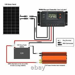 WEIZE 100 Watt 12 Volt Solar Panel High Efficiency Monocrystalline PV Module