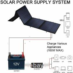 100w Watt Foldable Portable Solar Panel Kit Camping Battery Charge Power Station