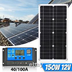 150 Watts Solar Panel Kit 100a 12v Batterie Avec Contrôleur Chargeur Caravan Boat Us