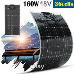 160watt Solar Panel Flexible Photovoltaïque Home Roof Bateau Car 18v Batterie Chargeur