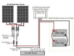 200 Watt Mono Panneau Solaire Kit 12v 200w 12-volt Charge De La Batterie Rv Bateau Hors Réseau