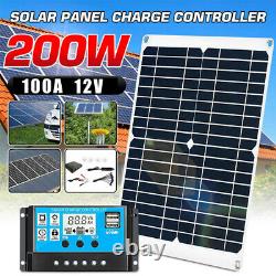 200 Watts Solar Panel Kit 100a 12v Chargeur De Batterie Avec Contrôleur Caravan Boat Us