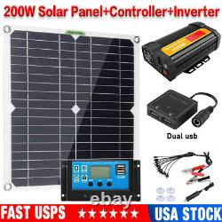 200 Watts Solar Panel Kit 100a Batterie Chargeur Contrôleur +16000w Power Inverter