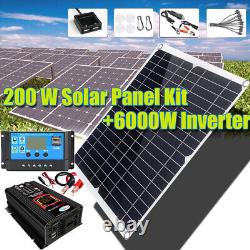 200 Watts Solar Panel Kit +6000w Inverter 100a Chargeur De Batterie 12v Avec Contrôleur