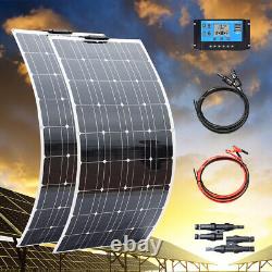 200watt Solar Panel Kit 2x100w Flexible Solar Home Outdoor Rv Car Boat Charging