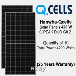 420 Watt Q Cellule Mono Duo Cell Panel Solaire G8.2 Palette De 10 Puissance 4200 Watts