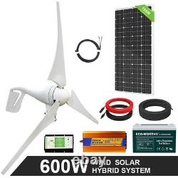 600w 800w 1200w Watt Hybride Solaire Et Énergie Éolienne Kit Pour La Maison De Charge De Batterie