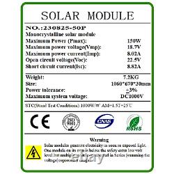 Chargeur de batterie solaire Mono 12V 150W 300W 450W 600W pour la maison, le camping-car et les installations hors réseau