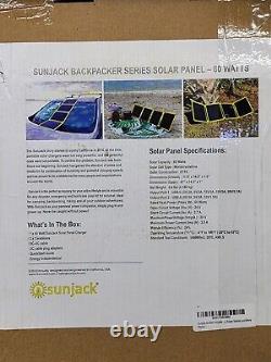 Chargeur de panneau solaire monocrystallin pliable de 60 watts avec batterie de 100 watts et 25600 mAh.