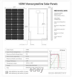 Eco-worthy 200w 120w 100w 100 Watt Monocrystalline Solar Panel 12v Rv Marine Us