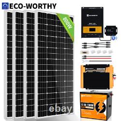 Eco-worthy 800w 1000watt 12v Solar Panel Kit 150ah Lithium Batterie Home Off Grid