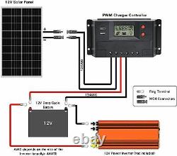Kit De Démarrage De Panneau Solaire De 12 Volts De 100 Watts, Haute Efficacité
