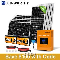 Kit complet de panneaux solaires ECO-WORTHY 2400W et batterie LiFePO4 de 5120WH
