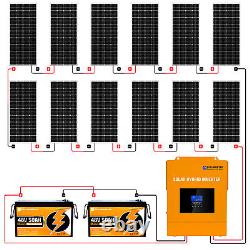 Kit complet de panneaux solaires ECO-WORTHY 2400W et batterie LiFePO4 de 5120WH