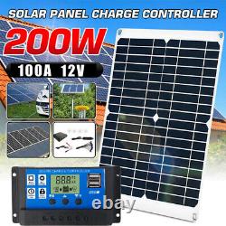 Kit de panneau solaire 200 Watts + Contrôleur de chargeur de batterie 100A 12V pour camping-car hors réseau.
