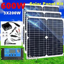 Kit de panneau solaire de 600 Watts avec chargeur de batterie 100A 12V et contrôleur pour caravane et bateau.