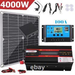 Kit de panneaux solaires de 200 Watts 12V & contrôleur 100A & convertisseur de puissance de voiture 4000W avec 3000W