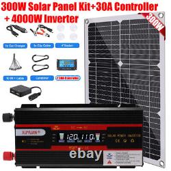 Kit de panneaux solaires de 300 watts avec batterie et onduleur isolé du réseau de 6000W.