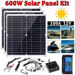 Kit de panneaux solaires de 600 Watts avec chargeur de batterie 100A 12V et contrôleur pour caravane et bateau
