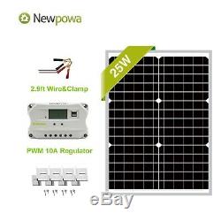 Newpowa 25w 12v Watt Mono Panneau Solaire Pwm 10a Contrôleur De Charge Um Support Kit