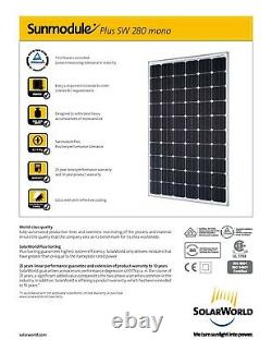 Palette Utilisé American Made Solarworld 280 Watt Mono Panneaux Solaires. Livraison Gratuite