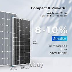 Panneau solaire Renogy 2PCS 100W Mono 200 Watts, design compact, hors réseau