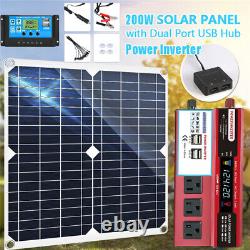 Panneau solaire de 200 watts 12V, module monocristallin PV pour caravane, bateau, camping-car et onduleur.