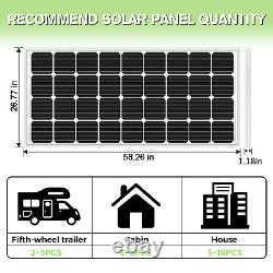 Panneau solaire mono 100W 200Watt 1000W 12V pour alimenter la maison, le camping-car ou le système de recharge de batterie hors réseau.
