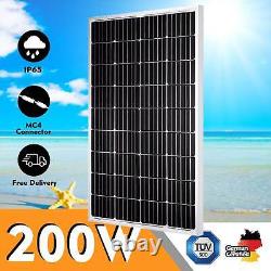 Panneau solaire mono 200 watts fonctionnant avec un chargeur 12 volts pour camping-car, maison et bateau.
