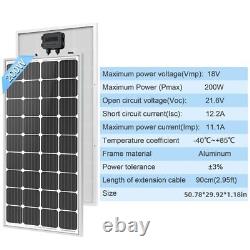 Panneau solaire mono de 200 Watts à haut rendement de 21,9% pour chargeur 12 Volts RV Maison