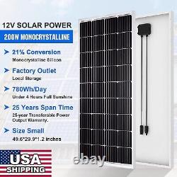Panneau solaire monocristallin 200W 12V 200 Watts pour chargeur de batterie caravane maison