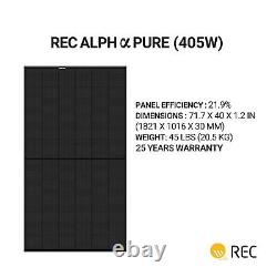 Panneau solaire monocristallin REC 405Watt AA BLACK Marque et garantie les plus fiables