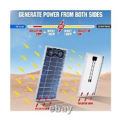 Panneau solaire monocristallin rigide ECO-WORTHY bifacial de 195 watts et 12 volts de haute efficacité