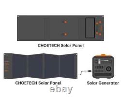 Panneau solaire portable de 120 watts pour station d'énergie, chargeur solaire pliable à 4 ports.