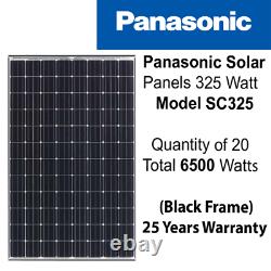Panneaux Solaires Panasonic 325 Watt -quantité De 20 Solar City-sc325- Puissance 6,5 Kw