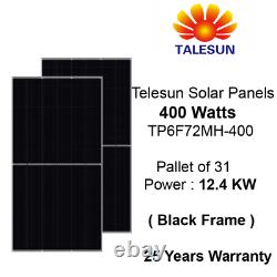 Panneaux Solaires Telesun De 400 Watt -tp6f72mh-400-black-pallet De 31/12.4kw-mono