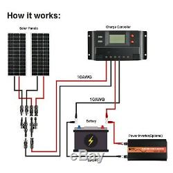 Rich Solar 200 Watts 12 Volts Mono Kit Solaire Avec 30amp Pwm Contrôleur De Charge