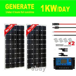 Rv 240watt Mono Solar Panels Kit + 20a Contrôleur Solaire Pour Rv Boat Caravan Accueil